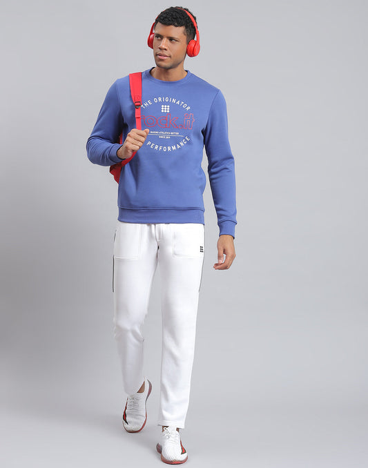 Rock.it Men Blue Solid Round Neck Full Sleeve Sweatshirt