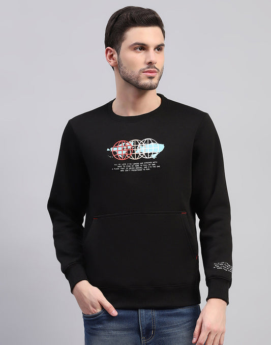 Rock.it Men Black Printed Round Neck Full Sleeve Sweatshirt