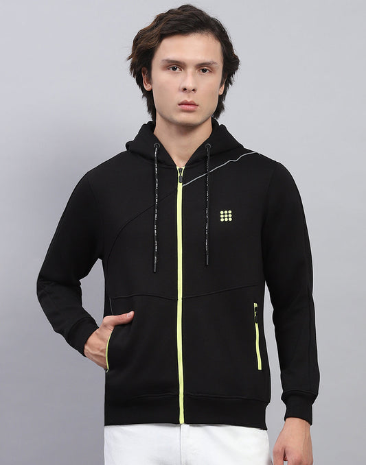 Rock.it Men Black Solid Hooded Full Sleeve Sweatshirt