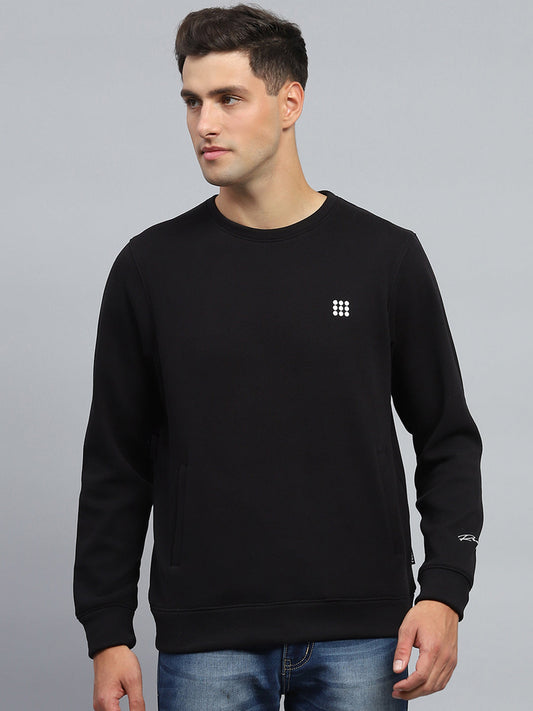 Rock.it Men Black Solid Round Neck Full Sleeve Sweatshirt