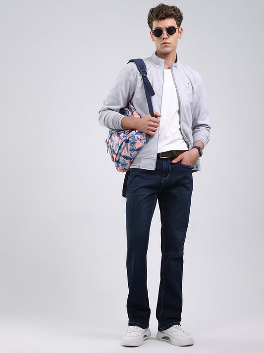 Men Sky Blue Ultra Warm Collar Sweatshirt - Anti-Pilling Fabric