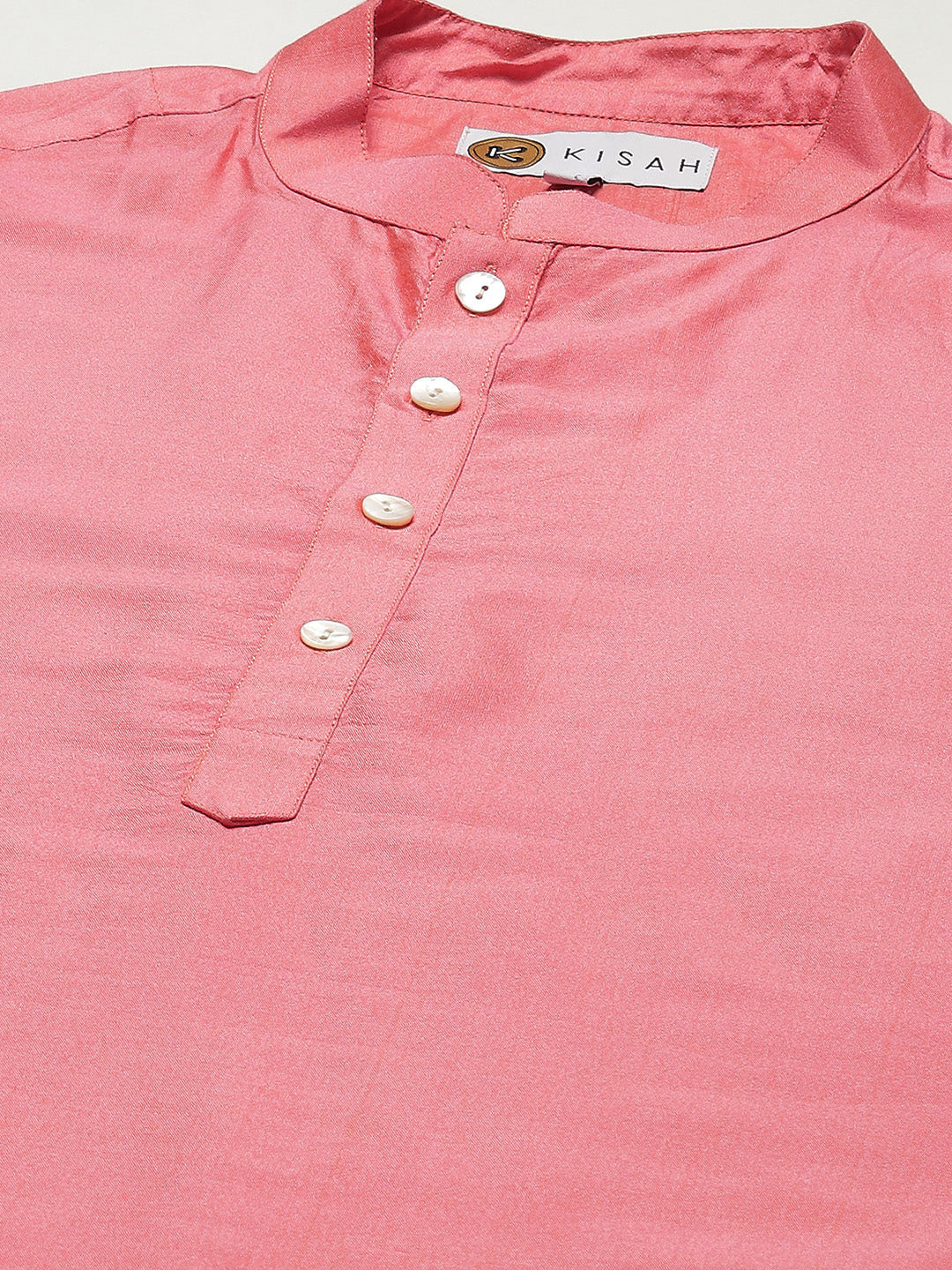 Pink Art Silk Solid Long Kurta.
