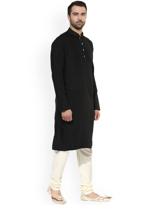 Black Cotton Plain Kurta