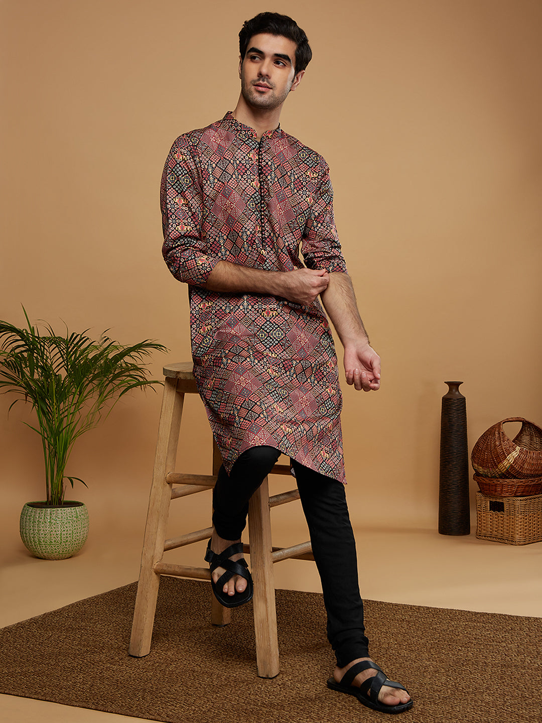 Multicolor Cotton Geometric Printed Kurta