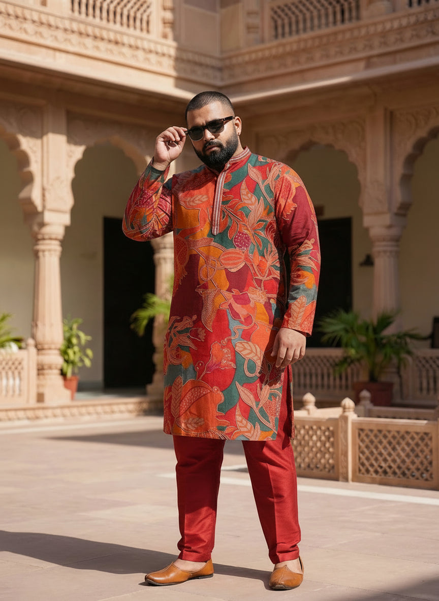 Multi Color Cotton Printed Long Kurta