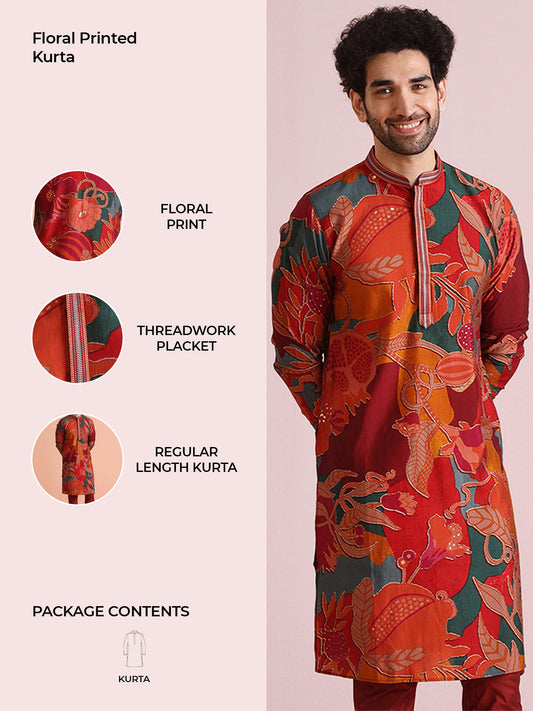 Multi Color Cotton Printed Long Kurta