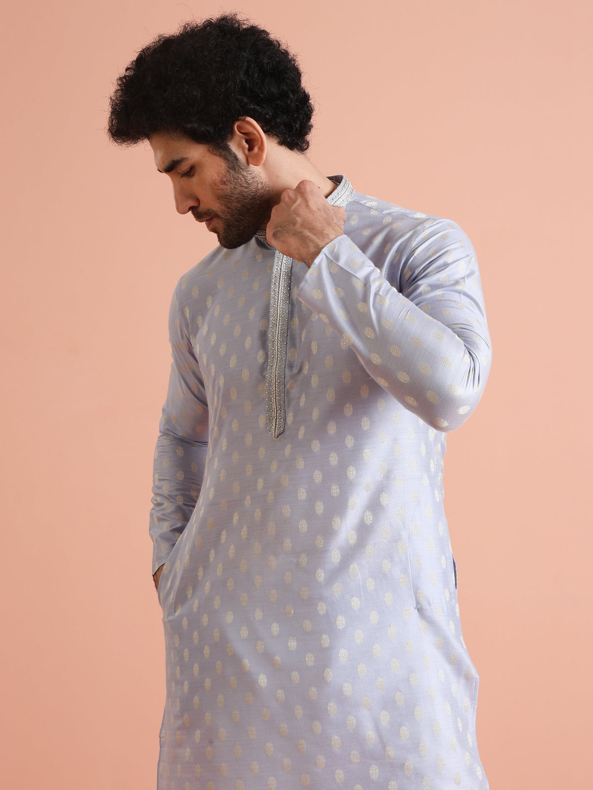 Men Blue Ethnic Motifs Kurta