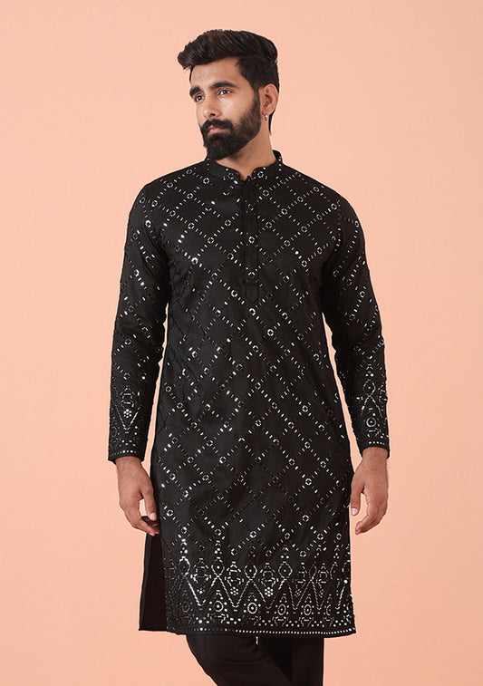 Black Mirror Work Kurta – Festive & Wedding Wear
