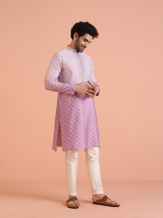 Men Ombre Embellished Mirror Work Kurta