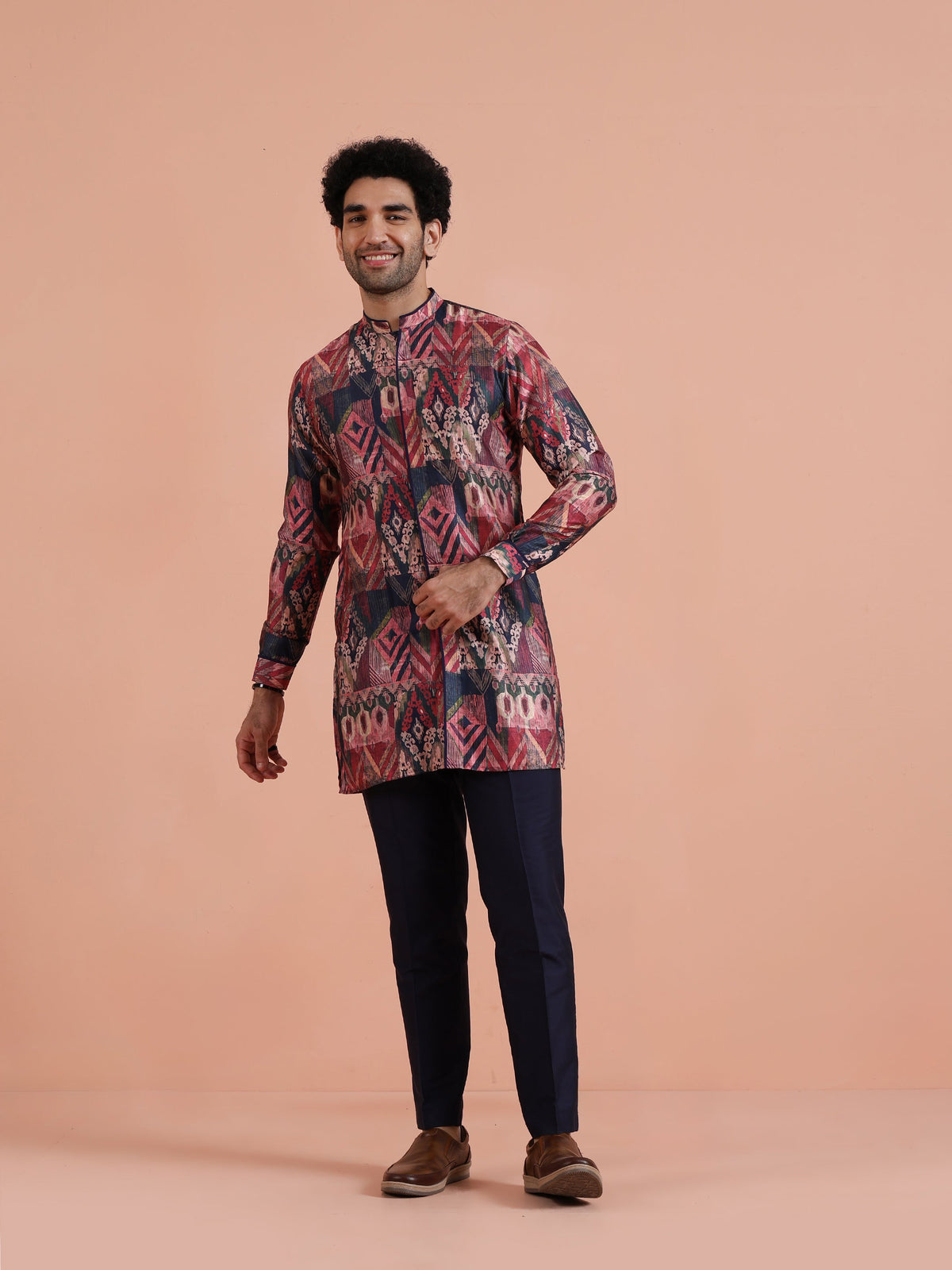 Multicolor Geometric Printed Mid Kurta