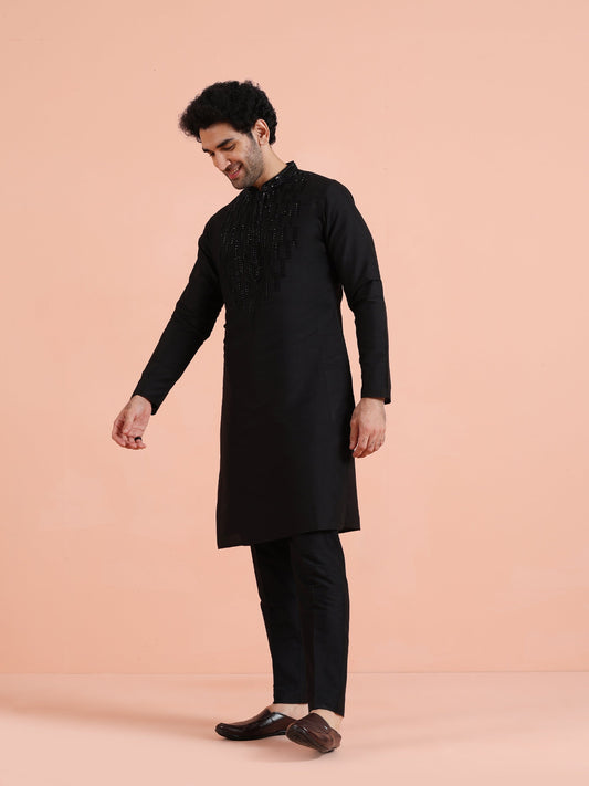 Black Kurta with Bead Embellishments