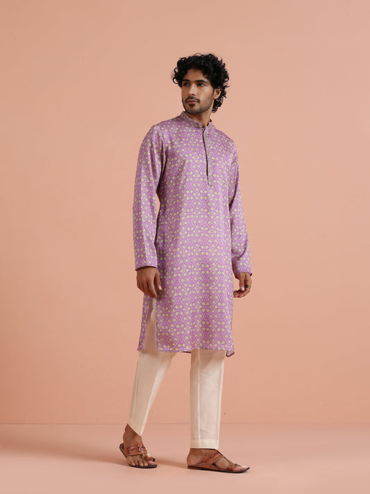 Lilac Geometric Printed Kurta