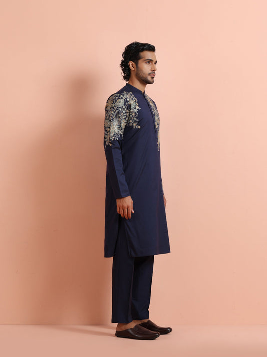 Navy Kurta with Heavy Embroidery