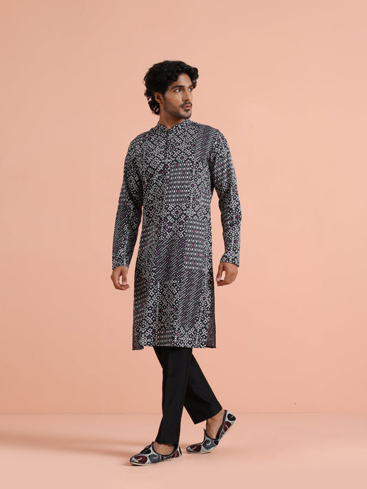 Black Geometric Printed Kurta