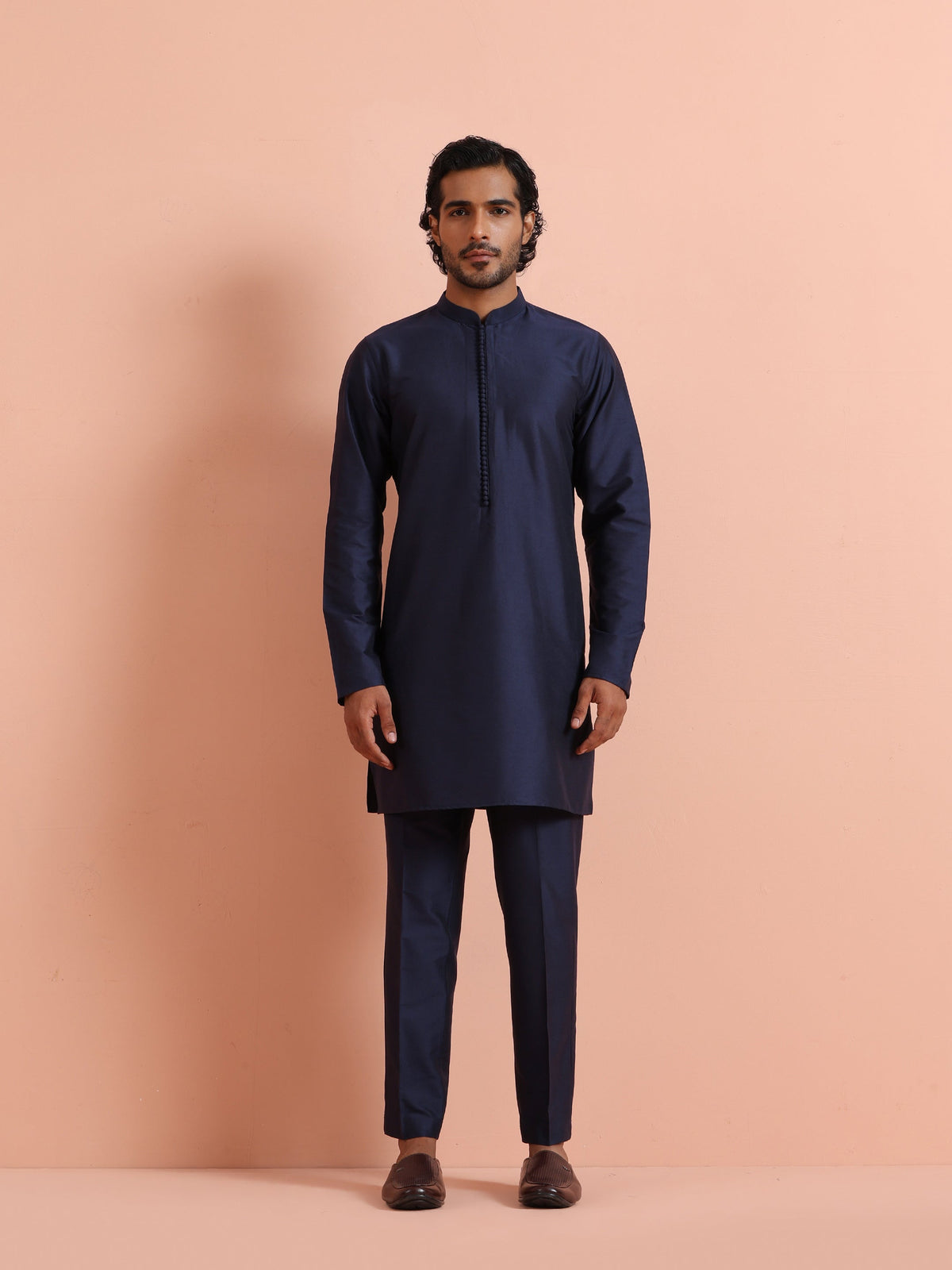 Solid Navy Mid Kurta