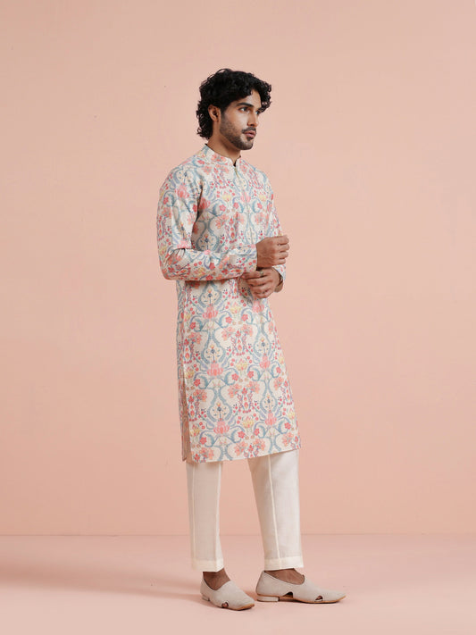 Pastel Multicolor Floral Printed Kurta