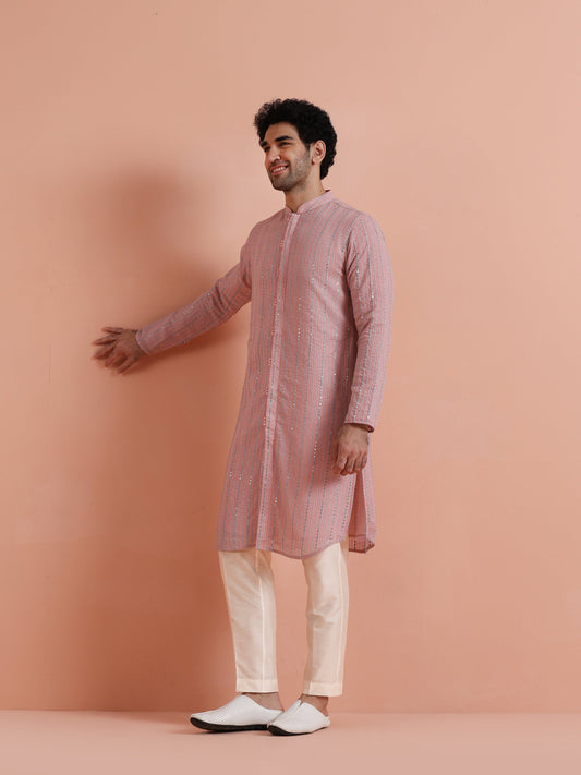 Pink Kurta with Subtle Embellishments