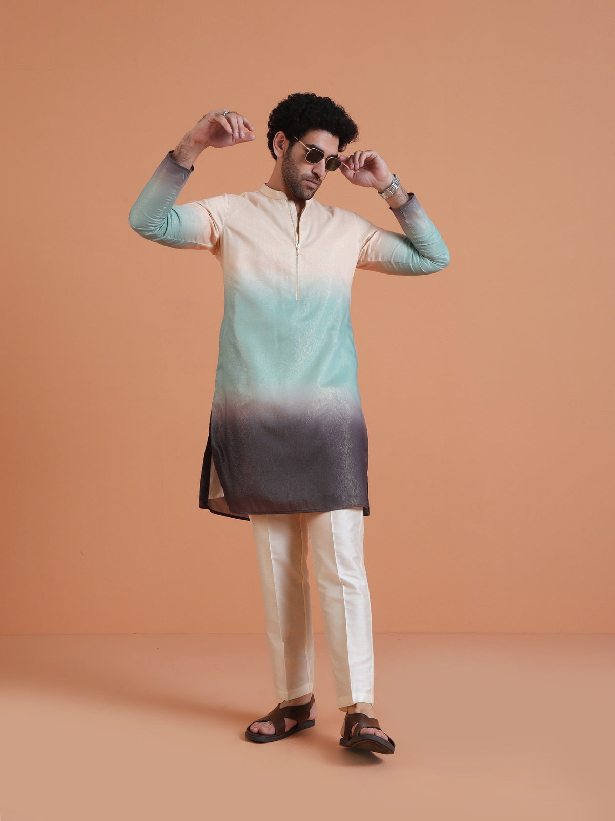 Ombre Cotton Silk Zipped Kurta