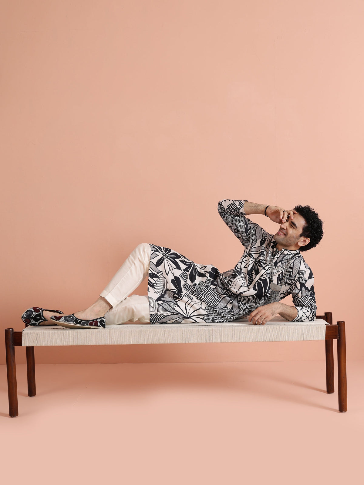 Black & White Printed Long Kurta