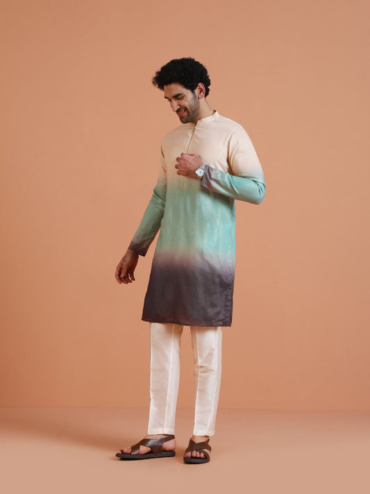 Ombre Cotton Silk Zipped Kurta