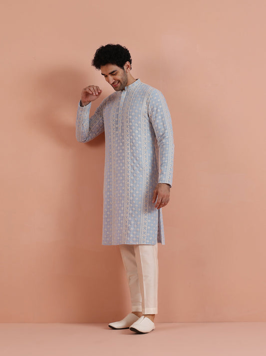 Sky Blue Embroidered Sequin Kurta