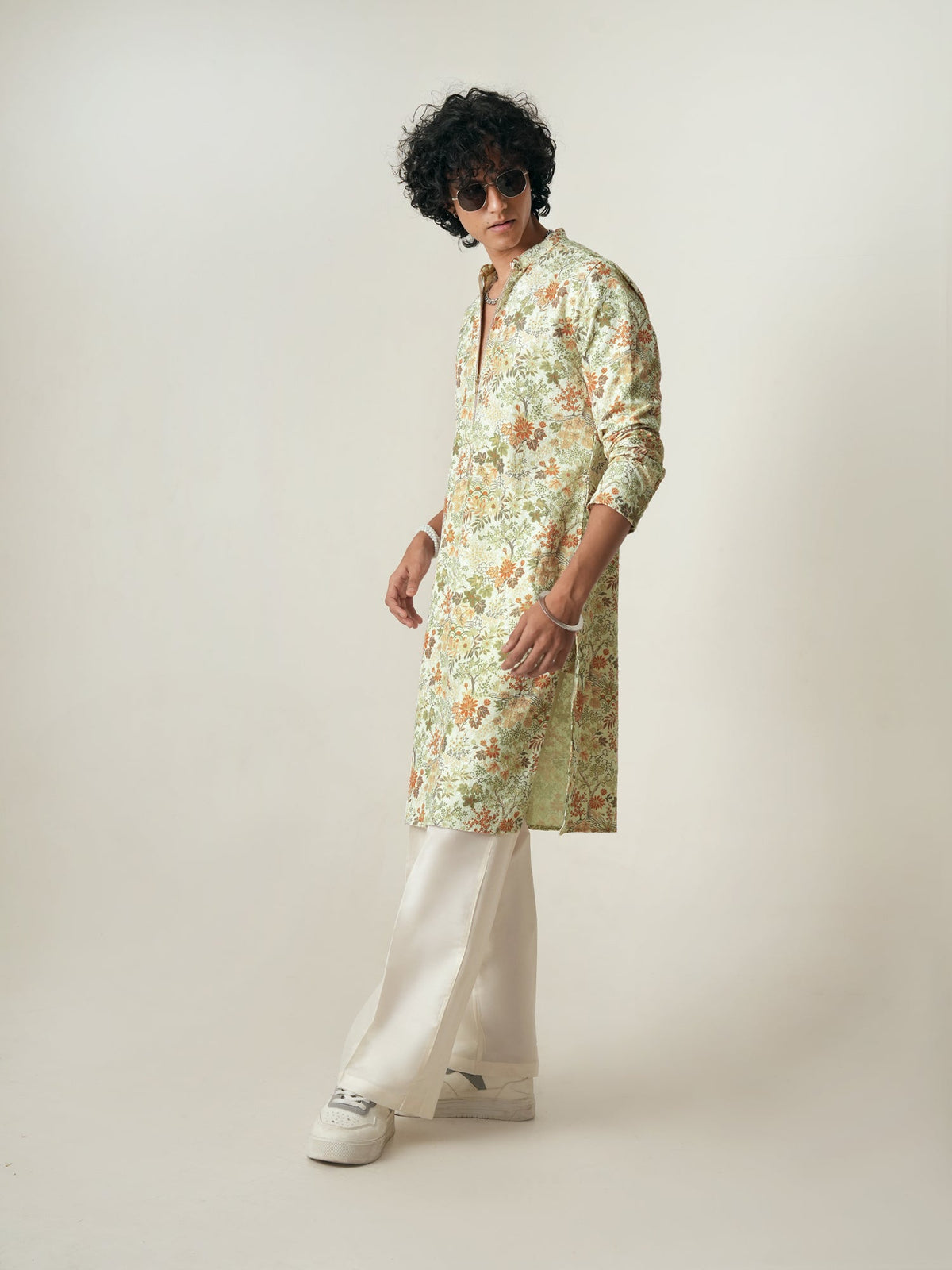 Mens Multicolor Polyester Embroidery Zip Kurta