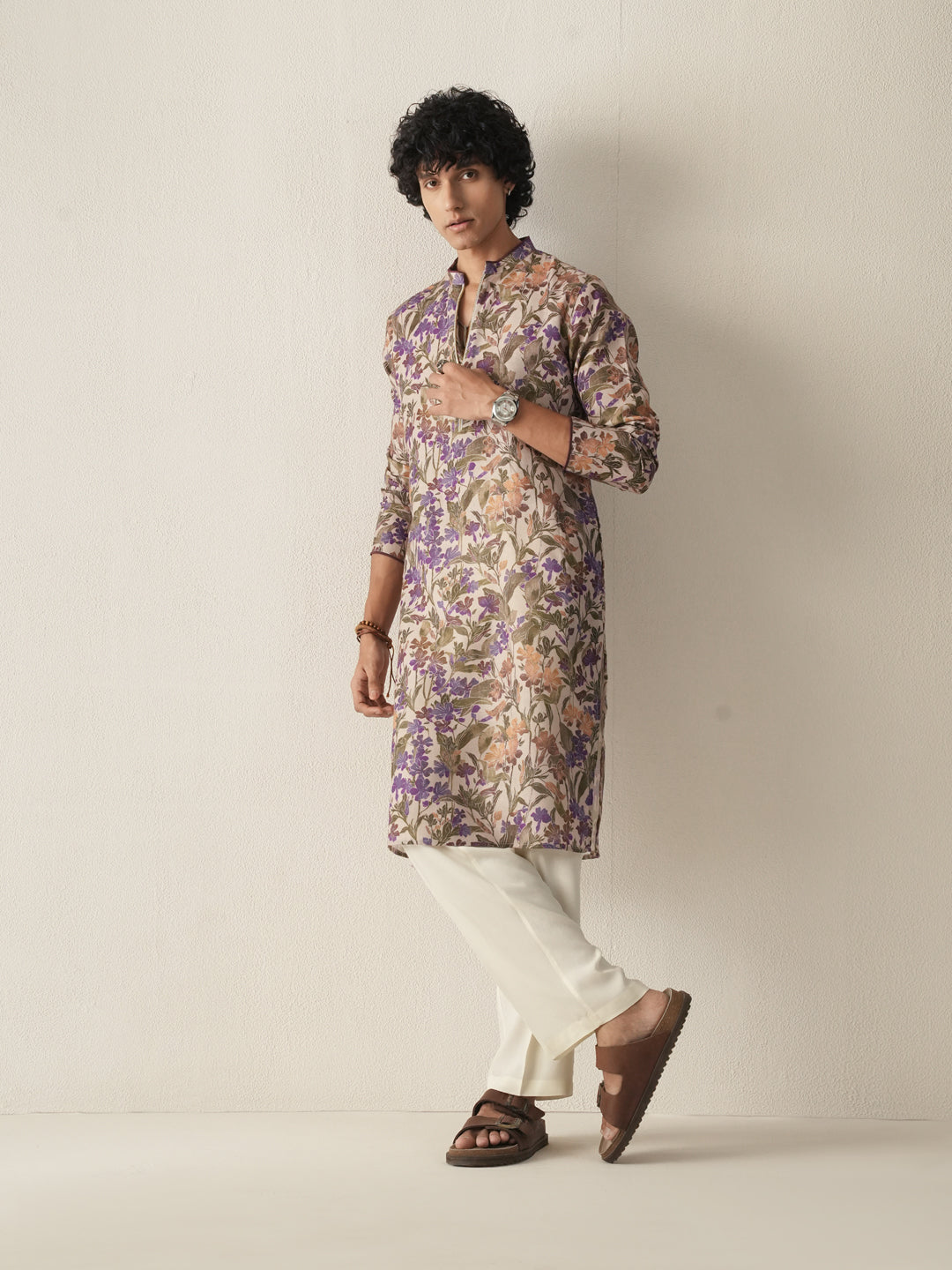 Men Multicolor Cotton Print Kurta