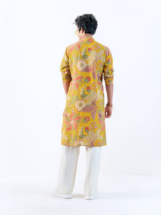Mens Multicolor Cotton Print Kurta