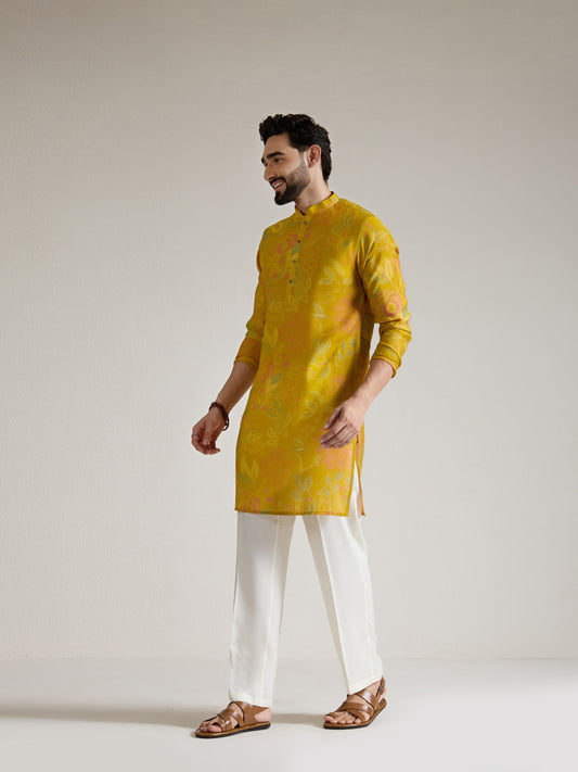 Mens Multicolor Blended Print Kurta