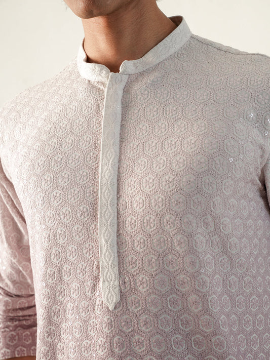 Mens Ombre Rayon Embroidery Kurta