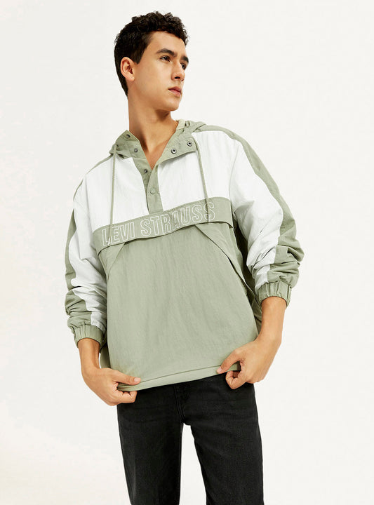 Men's Colorblock Green Windcheater Jacket