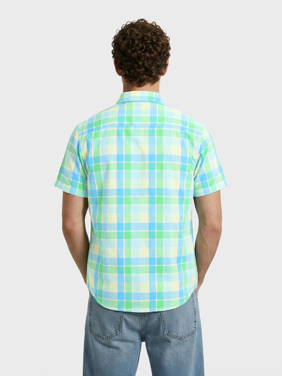Men's Green Slim Fit Checkered Casual Shirt