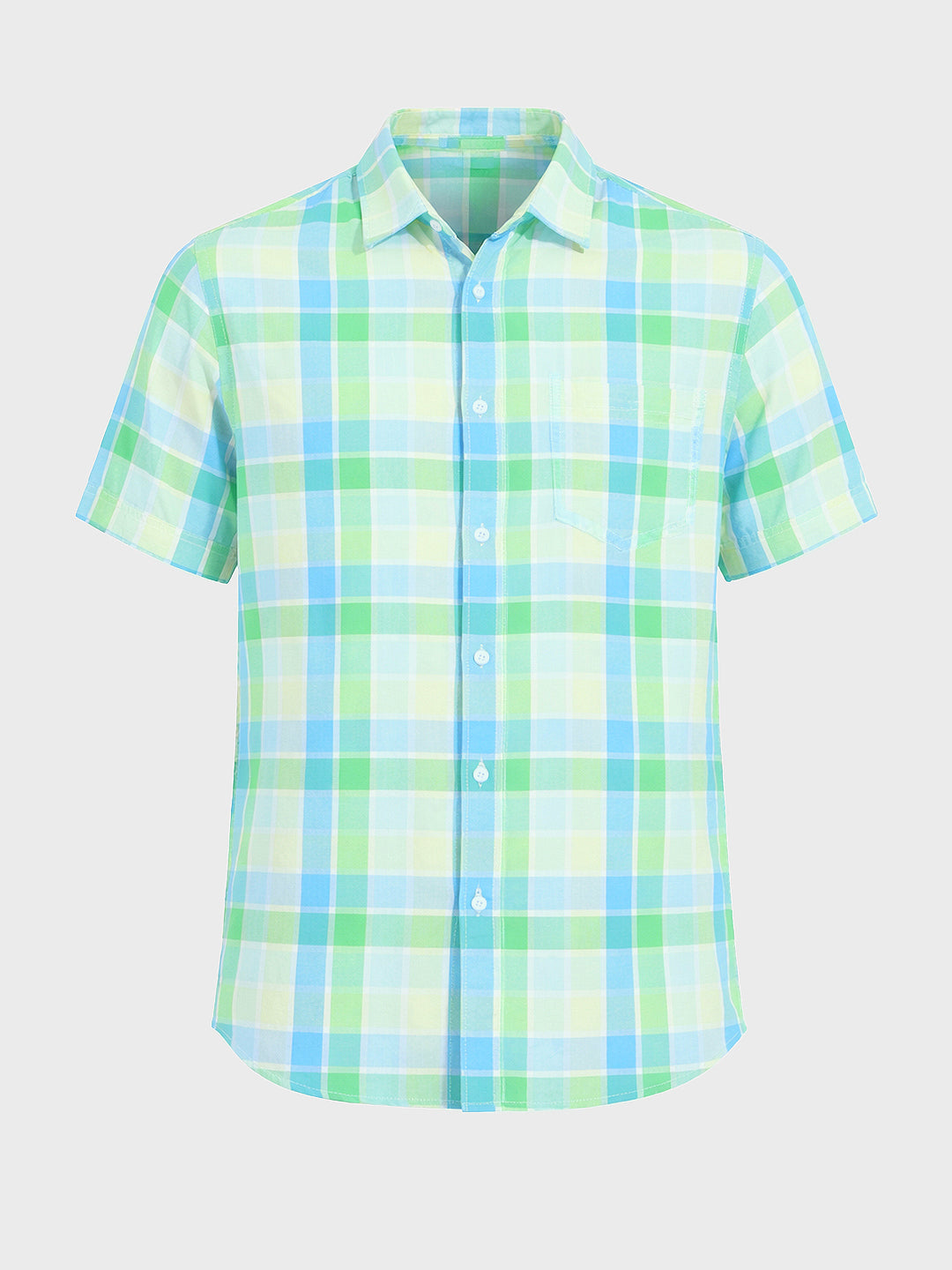 Men's Green Slim Fit Checkered Casual Shirt