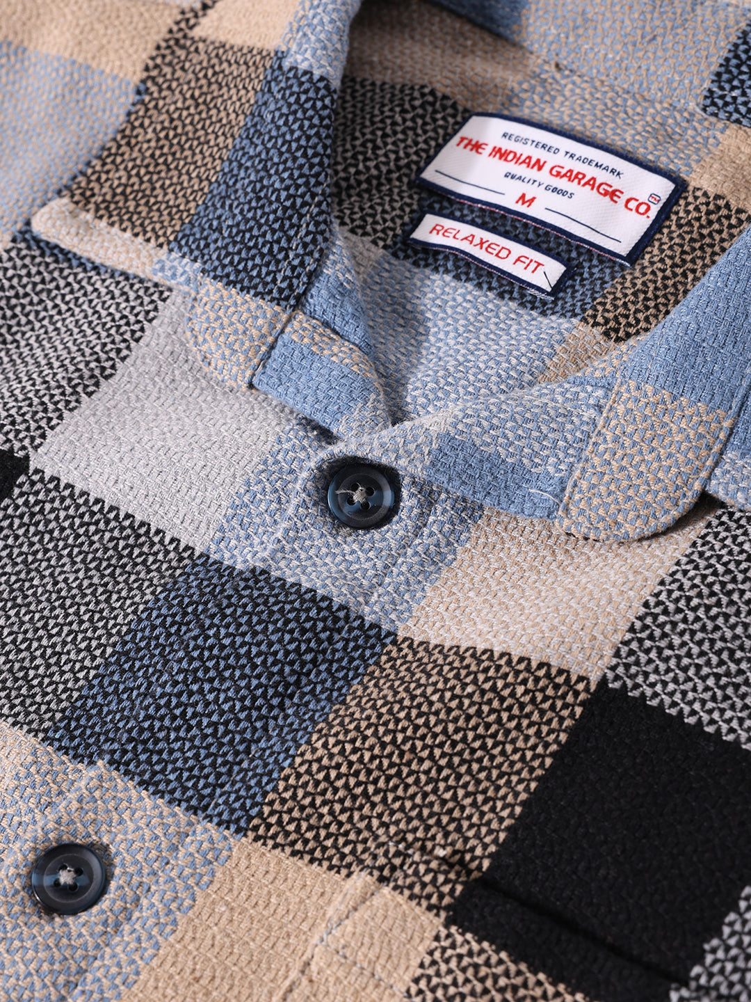 Men's Khaki Relaxed Fit Checkered Casual Shirt