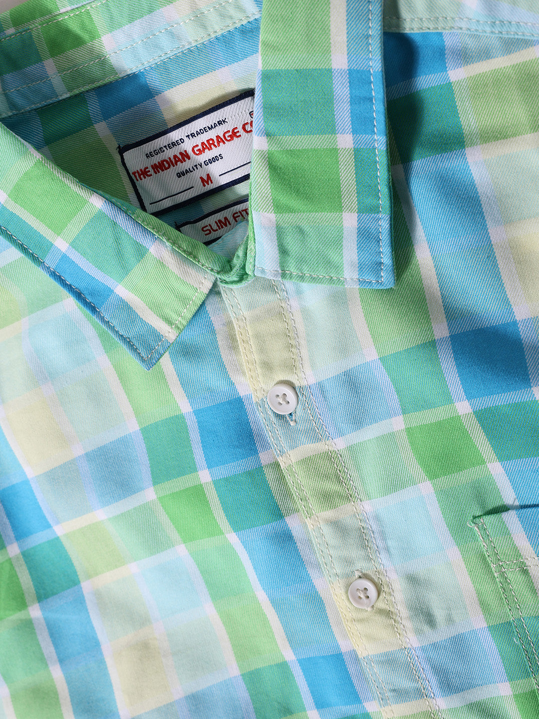 Men's Green Slim Fit Checkered Casual Shirt