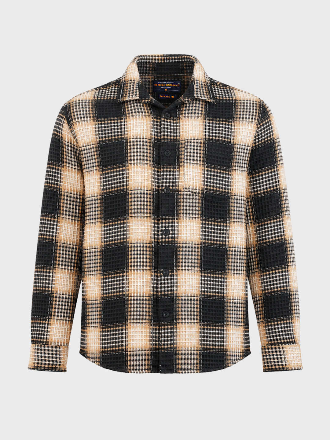 Men's Black Relaxed Fit Checkered Casual Shirt