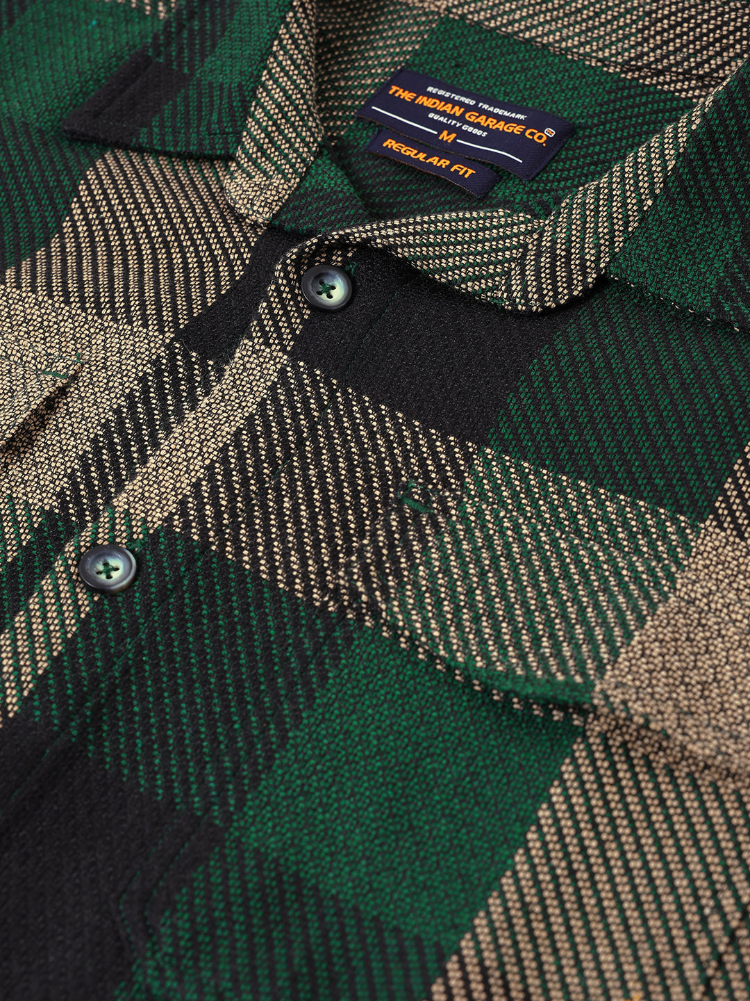 Men's Green Regular Fit Checkered Casual Shirt