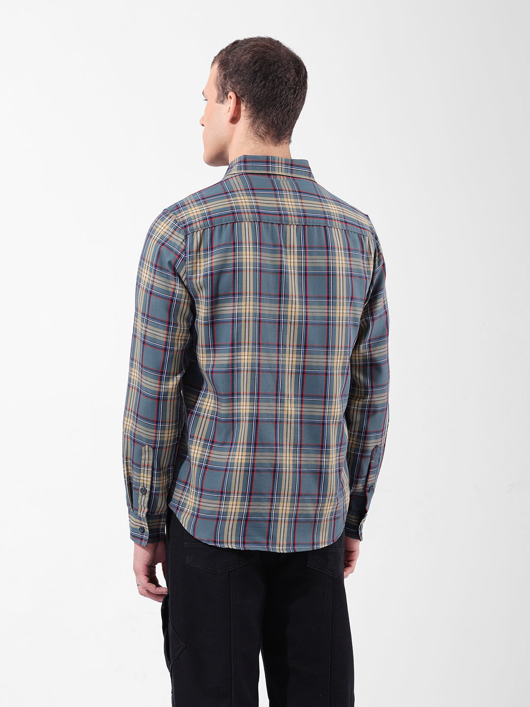 Men's Green Slim Fit Checkered Casual Shirt