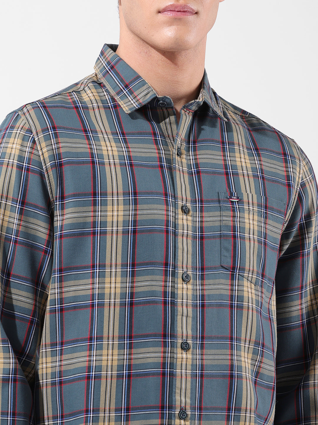 Men's Green Slim Fit Checkered Casual Shirt