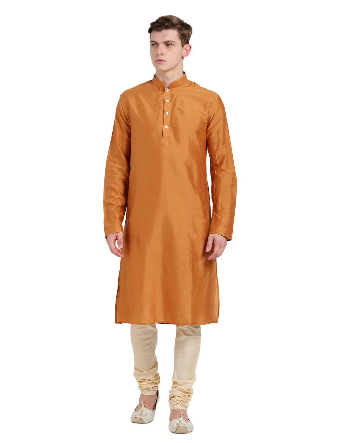 Mustard Silk Blend Solid Kurta