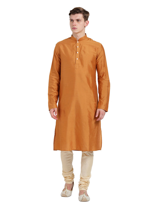 Mustard Silk Blend Solid Kurta