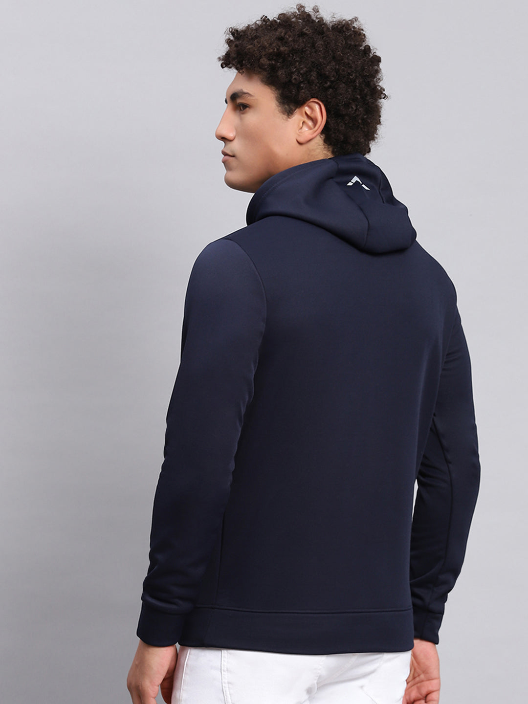 Rock.it Men Navy Blue Printed Hooded Full Sleeve Sweatshirt