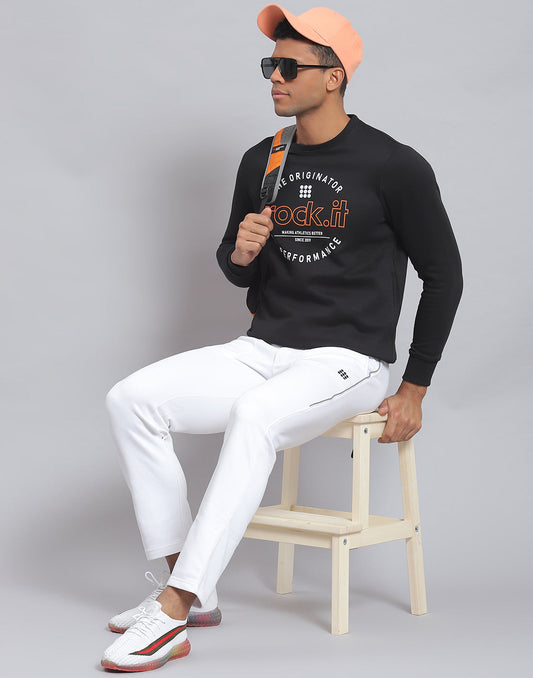 Rock.it Men Black Solid Round Neck Full Sleeve Sweatshirt