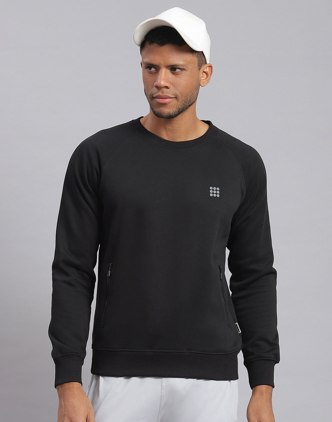 Rock.it Men Black Solid Round Neck Full Sleeve Sweatshirt