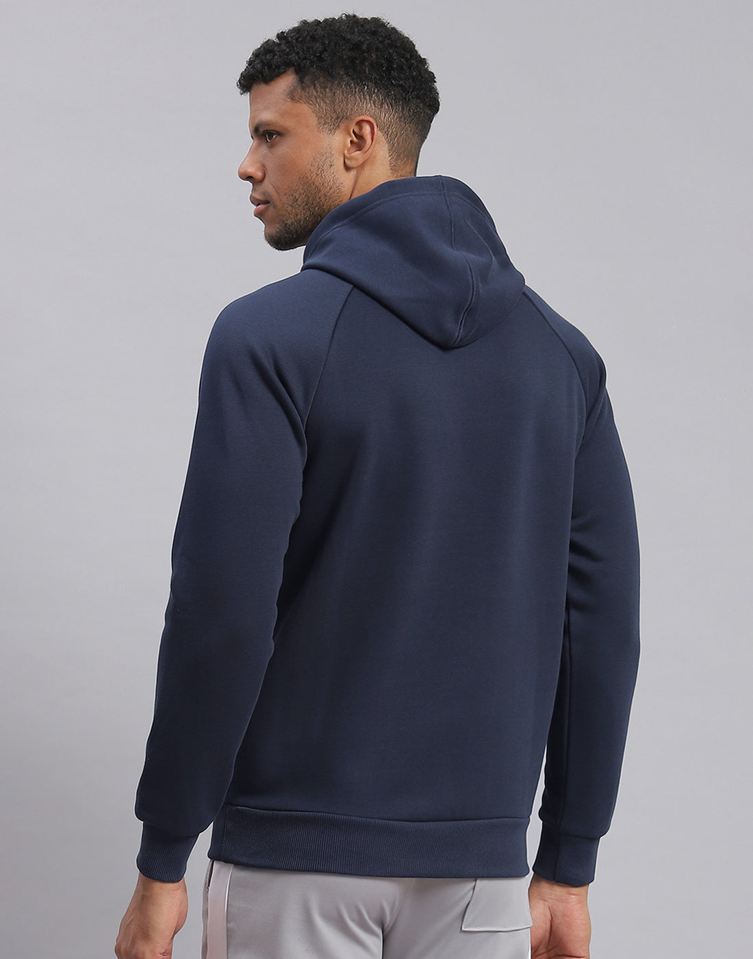 Rock.it Men Navy Blue Printed Hooded Full Sleeve Sweatshirt