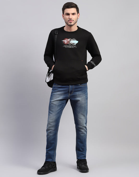 Rock.it Men Black Printed Round Neck Full Sleeve Sweatshirt