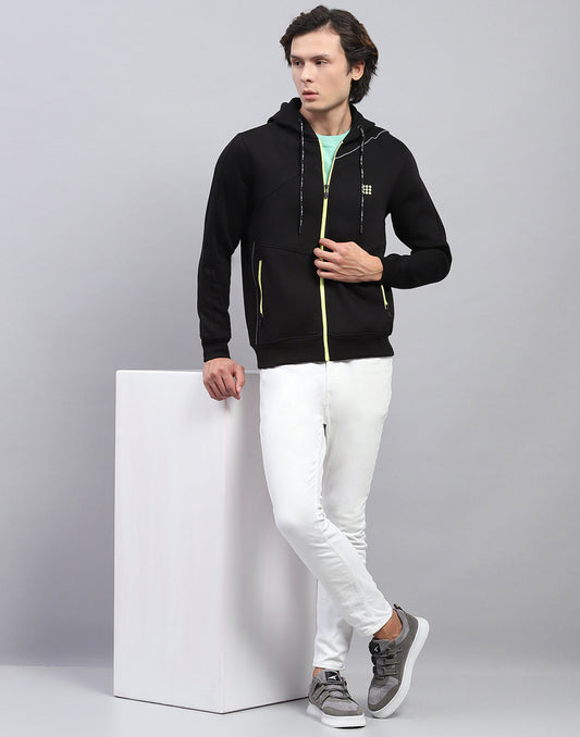 Rock.it Men Black Solid Hooded Full Sleeve Sweatshirt
