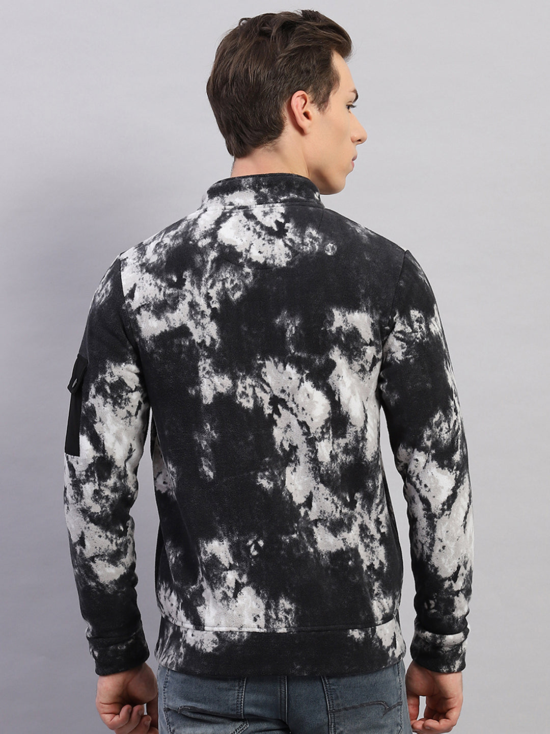 Rock.it Men Black Printed Mock Neck Full Sleeve Sweatshirt