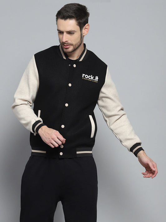 Rock.it Men Black Printed Band Collar Full Sleeve Sweatshirt