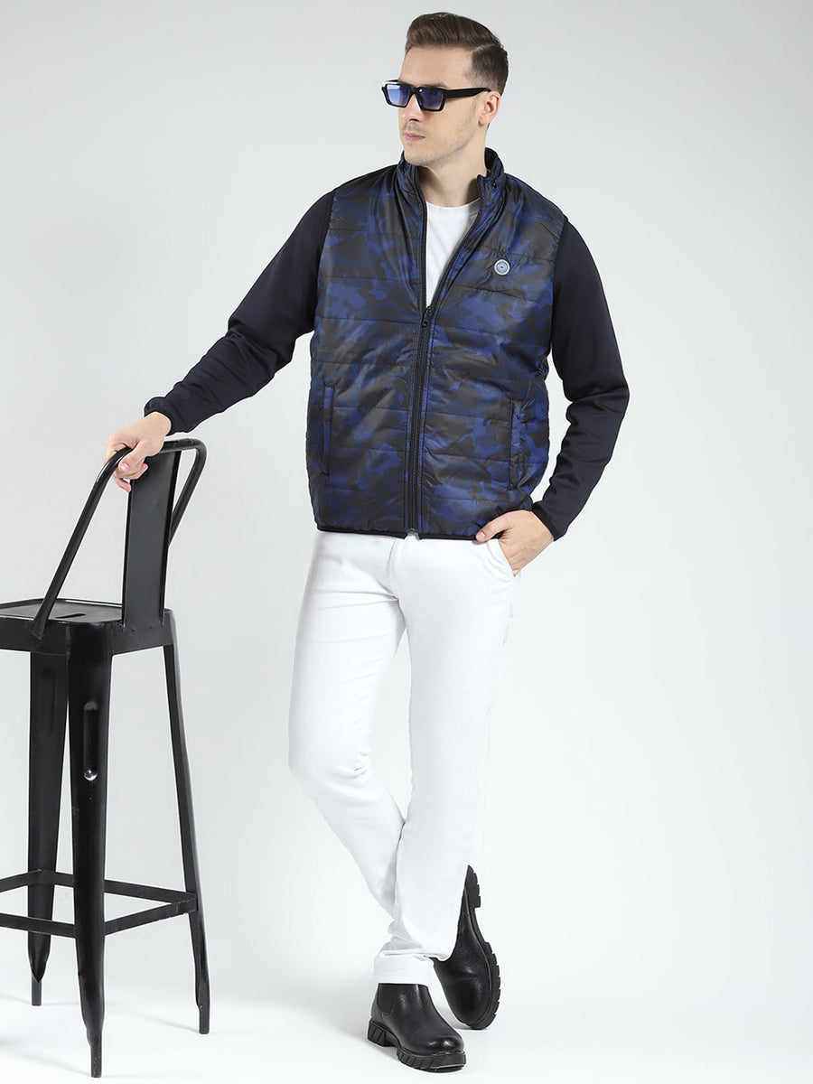 Men Navy Blue Solid Detachable Hood Full Sleeve Reversible Sweatshirt